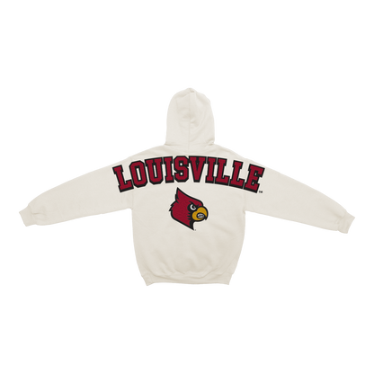Louisville Cardinals Bone Chenille Pullover Hoodie