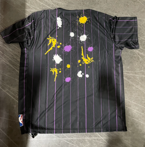 NBA LOGO Sublimated Striped Tee - LAKERS - BLK