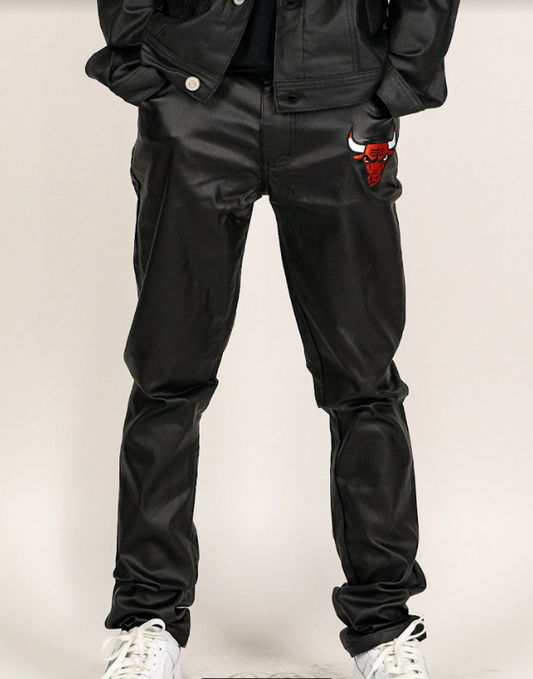 NBA WAXED DENIM JEANS - BULLS - BLACK