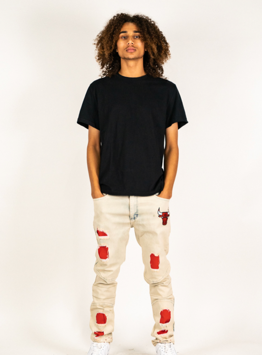 NBA LOGO DENIM JEANS - BULLS - BLUE