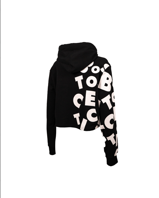Jumble Print Crop Hoodie - CELTICS - BLK