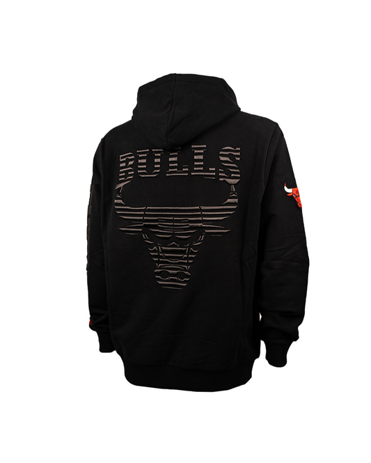 Puff Print Sliced Team Name and Logo Hoodie - BULLS - BLK