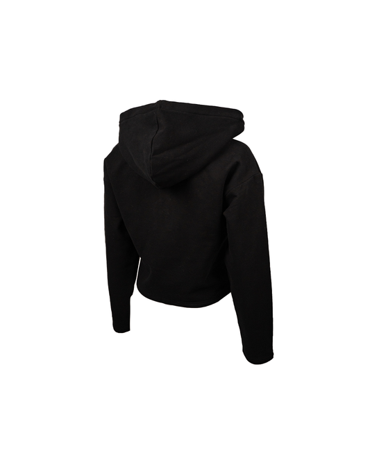 Lace-up Crop Fleece Hoodie w/Comic Book Hood Lining - BULLS - BLK
